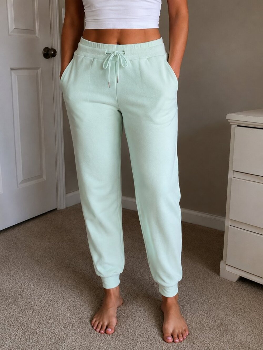 Real Essentials Mint Green Fleece Jogger Sweatpants Size L